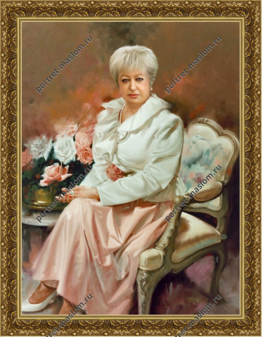 Женский портрет маслом в кресле