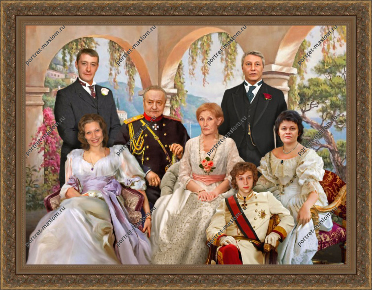 Семейный портрет маслом в исторических костюмах
