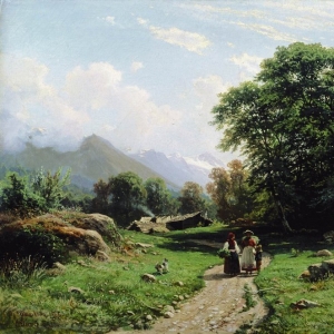 368. Швейцарский пейзаж 1866 62.5х93,5