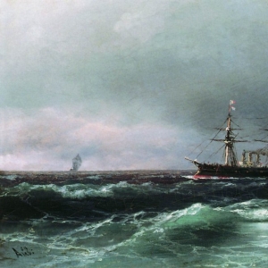 Корабль в море. 1870-е
