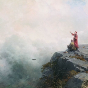 Данте указывает художнику на необыкновенные облака.1883