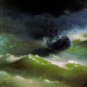 Корабль Императрица Мария во время шторма. 1892