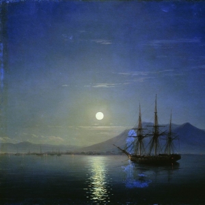 Парусник у берегов Крыма в лунную ночь. 1858