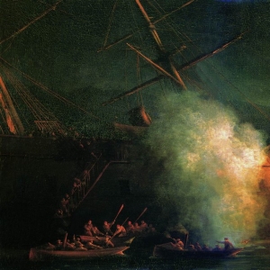 Минная атака катерами парохода Великий князь Константин турецкого броненосца Ассари-Шевкет на Сухумском рейде 12 августа 1877 года. 1877