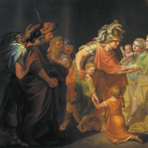 Великий князь Святослав, целующий мать и детей своих по возвращении с Дуная в Киев. 1773