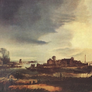 Арт ван дер Неер - Пейзаж с ветряной мельницей