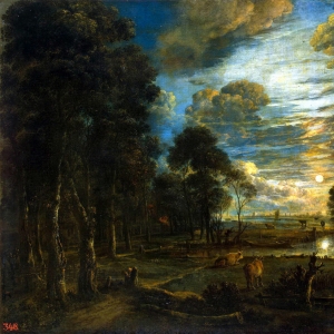 Арт ван дер Неер - Ночной пейзаж с рекой