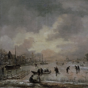 Арт ван дер Неер - Зимний пейзаж с домами