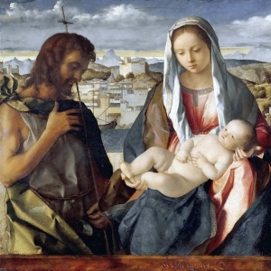 Джованни Беллини - Мадонна с Младенцем, Иоанн Креститель и святая