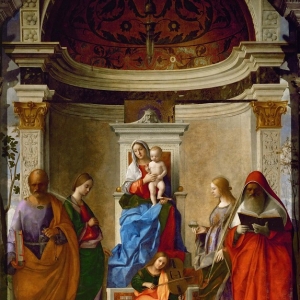 Джованни Беллини - Мадонна на троне со святыми Петром, Екатериной, Лючией и Иеронимом