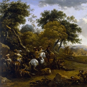 Николас Берхем - Пейзаж с охотниками