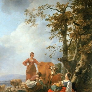 Николас Берхем - Пейзаж с пастушками