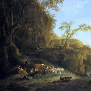 Николас Берхем - Итальянский пейзаж с пастухами