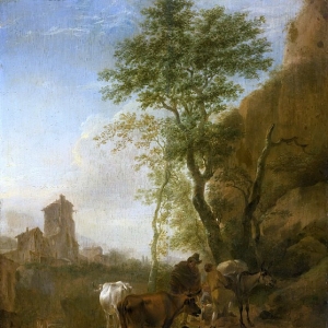 Николас Берхем - Итальянский пейзаж с коровами