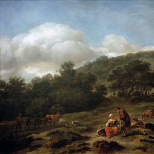 Николас Берхем - Холмистый пейзаж с пастухами