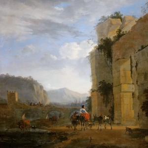 Николас Берхем - Итальянский пейзаж с руинами акведука