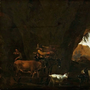 Николас Берхем - Пастухи и стадо в пещере