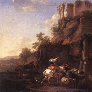Николас Берхем - Горный пейзаж с античными руинами