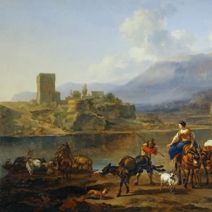 Николас Берхем - Пейзаж с пастухами и стадом