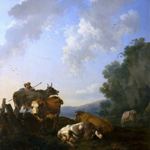 Николас Берхем - Пейзаж с пастухом и коровами