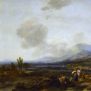 Николас Берхем - Итальянский пейзаж с танцующими пастухами