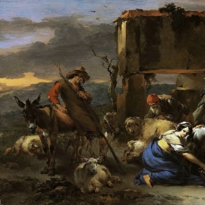 Николас Берхем - Доение козы и стрижка овец