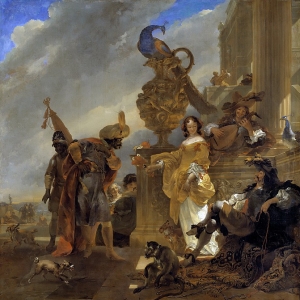 Николас Берхем - Торговец покупает мавра у стен дворца