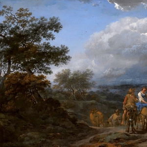 Николас Берхем - Холмистый пейзаж с пастухами и стадом