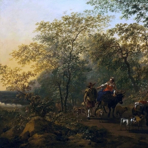 Николас Берхем - Итальянский пейзаж с пастухом и пастушкой