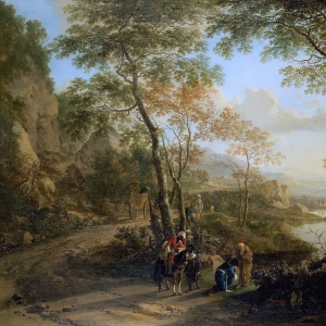 Ян Бот - Пейзаж со святым Филиппом, крестящим евнуха