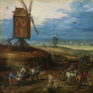 Ян Брейгель Младший - Пейзаж с ветряными мельницами