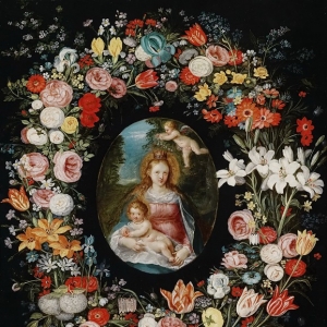 Ян Брейгель Младший - Мадонна с Младенцем в цветочной гирлянде
