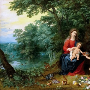 Ян Брейгель Младший - Мадонна с младенцем и путти в пейзаже (совм с Хендриком ван Баленом)
