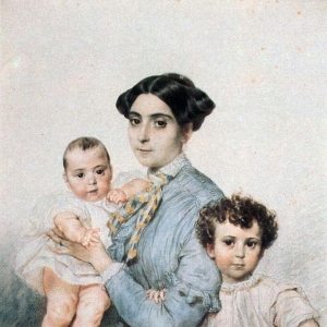 Портрет Терезы-Микеле Титтони с сыновьями. 1850-1852