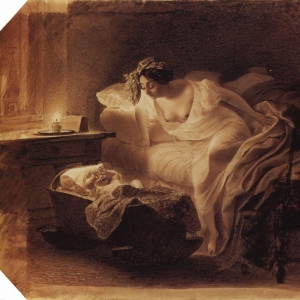 Мать, просыпающаяся от плача ребенка. 1831