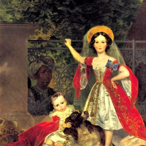 Портрет детей Волконских с арапом (1843)