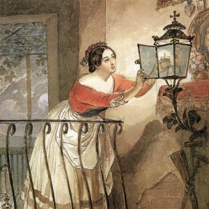Итальянка, зажигающая лампаду перед образом мадонны. 1835