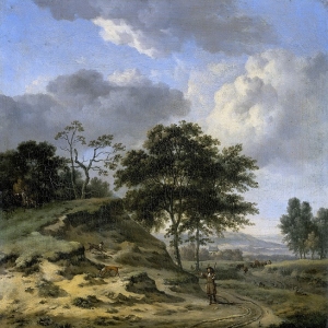 Ян Вейнантс - Два охотника на фоне пейзажа, 1655-1684