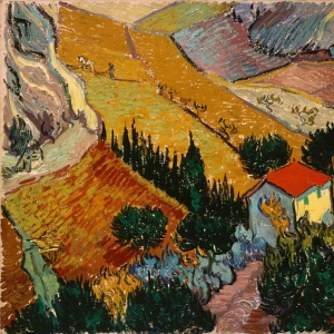 103. Ван Гог - Пейзаж с домом и пахарь