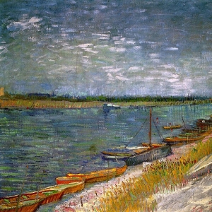 124. Ван Гог - Речной пейзаж с гребными лодками