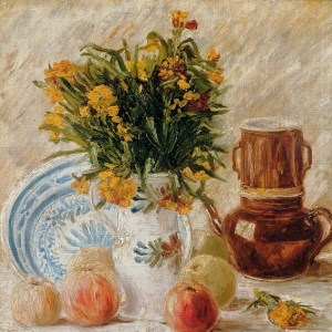 22. Ван Гог - Ваза с цветами, кофейник и фрукты