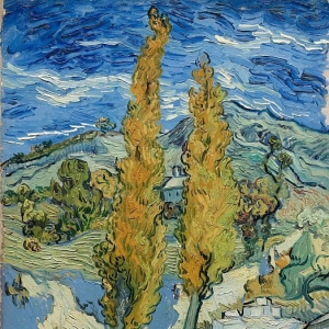 36. Ван Гог - Два тополя по дороге к холмам