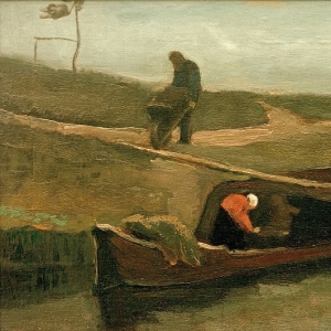 68. Ван Гог - Лодка с торфом и две фигуры