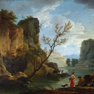 Верне Клод Жозеф - Река с рыболовом