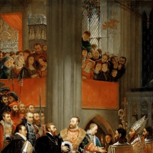 Антуан-Жан Гро - Франциск I принимает Карла V в аббатстве Сен-Денив 1540 году
