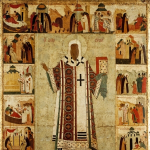 Митрополит Алексий с житием. 1480-е. Государственная Третьяковская галерея