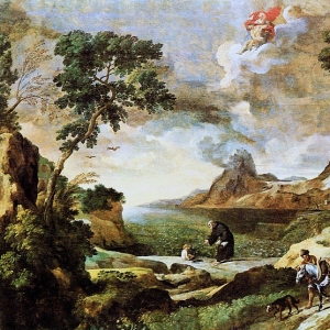 Дюге Гаспар - Пейзаж со Св. Августином и таинством