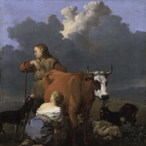 Дюжарден Карел - Женщина, доящая корову