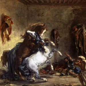 Эжен Делакруа - Борьба арабских лошадей