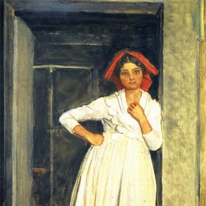Девушка из Албано, стоящая в дверях